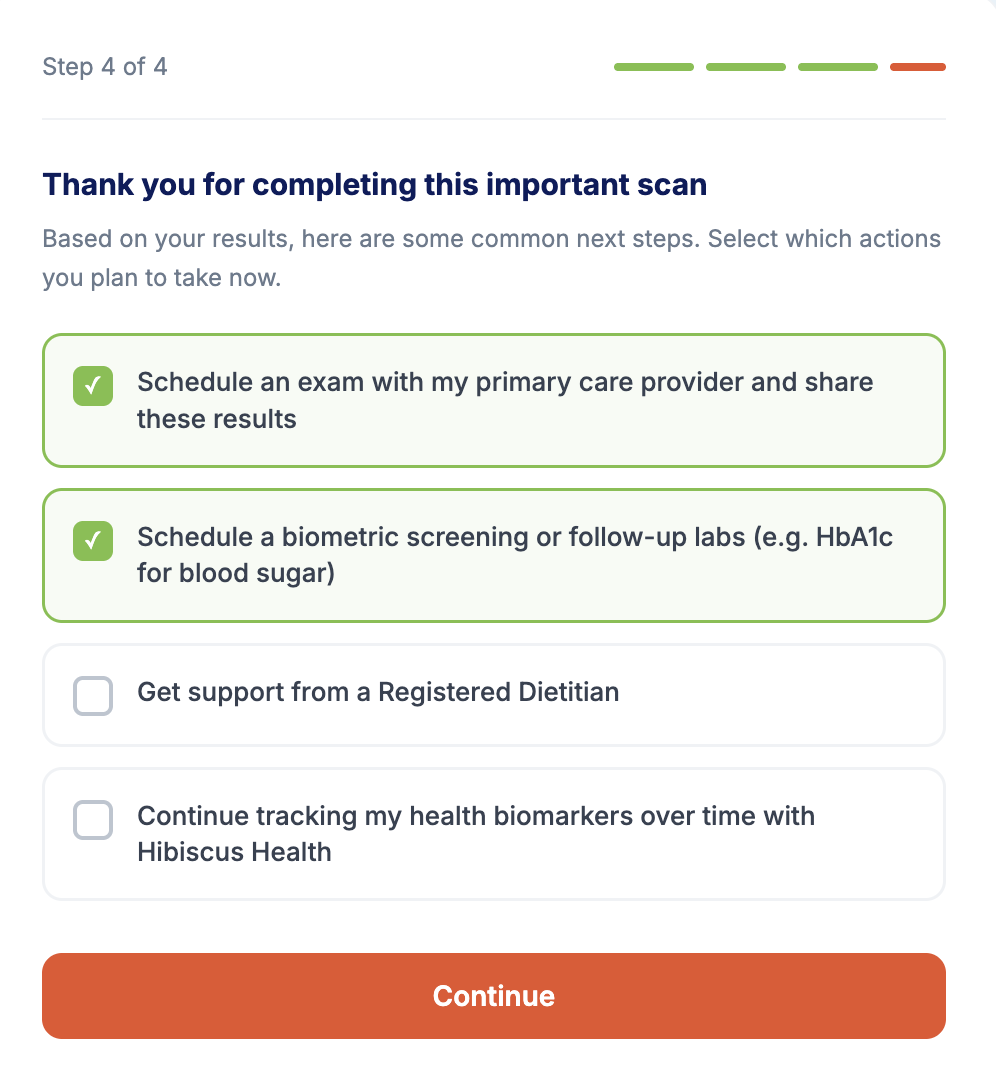 Results that drive action survey interface