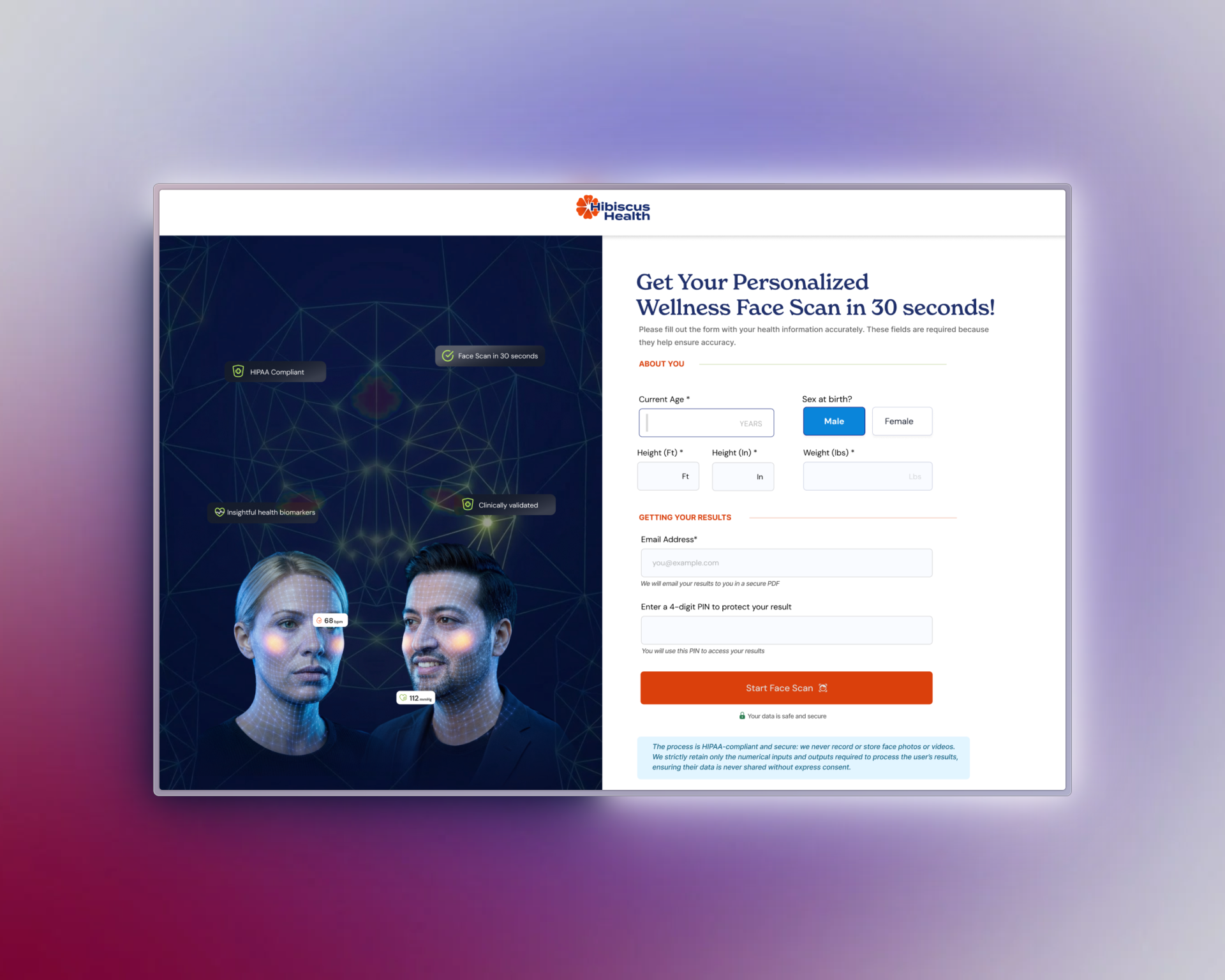Web Portal Face Scan Experience