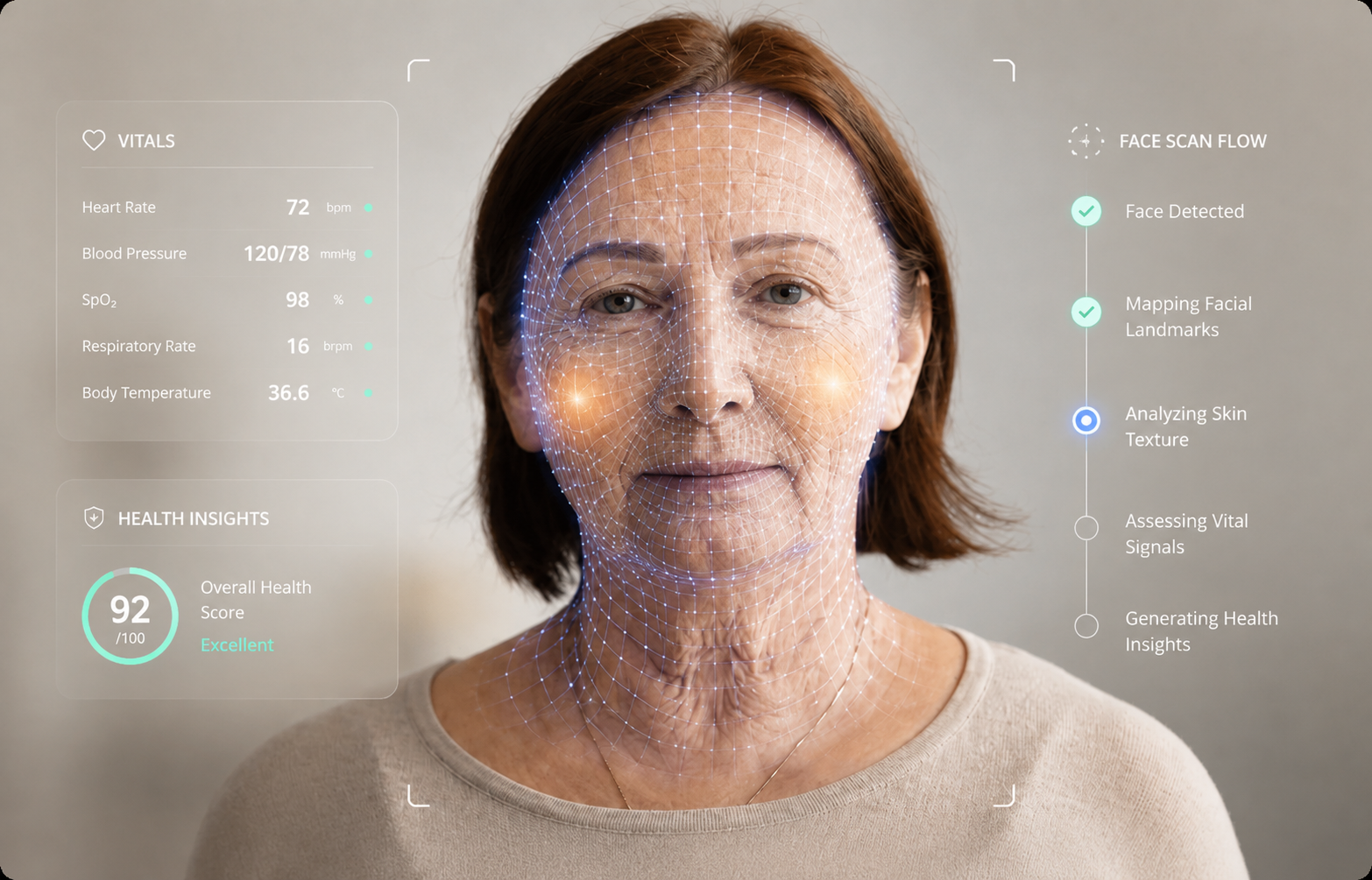 The Healthy Selfie™ vitals scan screen